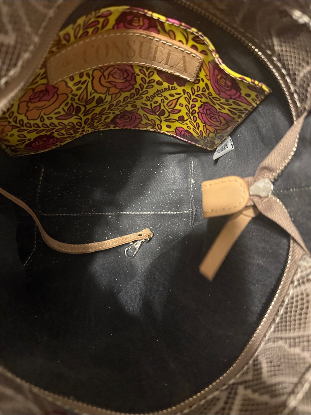 Consuela Neutral Snake-Print Tote with Tan Leather Accents - Picture 7 of 7
